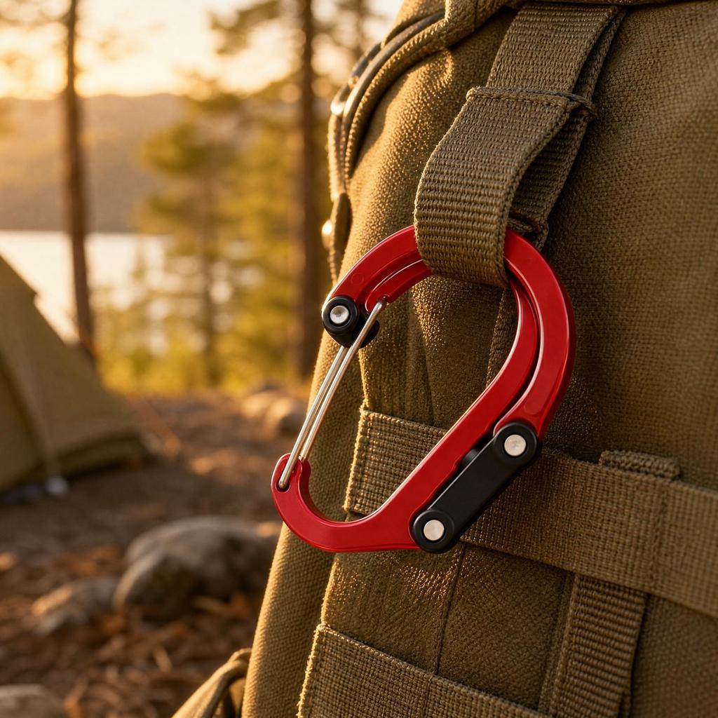 DShaped Carabiner Hook Lightweight Aluminum Alloy with SelfClosing Gate Compact Hanging