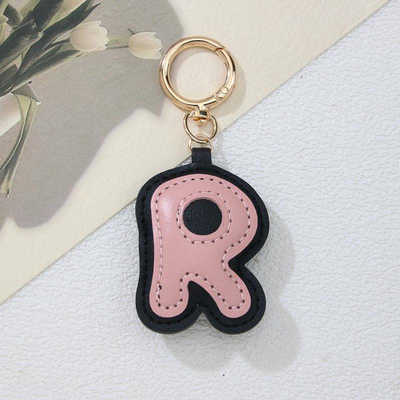 PU-Leder Bonbonfarbe A bis Z Initialen Schlüsselanhänger für Damen Einfach Mode Rucksack Telefonanhänger Autoschlüsselanhänger Schmuck Geschenke