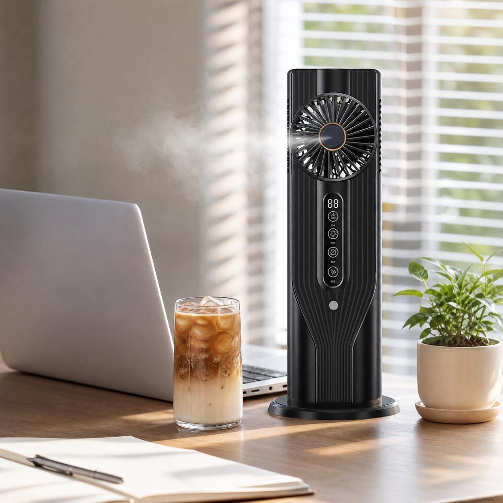 Portable Cooler with Mist Humidifier - Evaporative Fan for Desk, Personal Fan