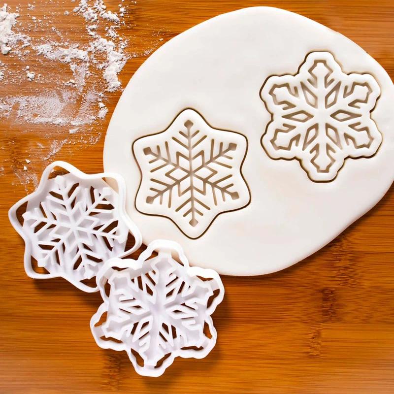 1-4 Stück Schneeflocken Ausstecher Form Weihnachten Keks Prägeform Fondant Dessert Backform Kuchen Küchenzubehör Werkzeug