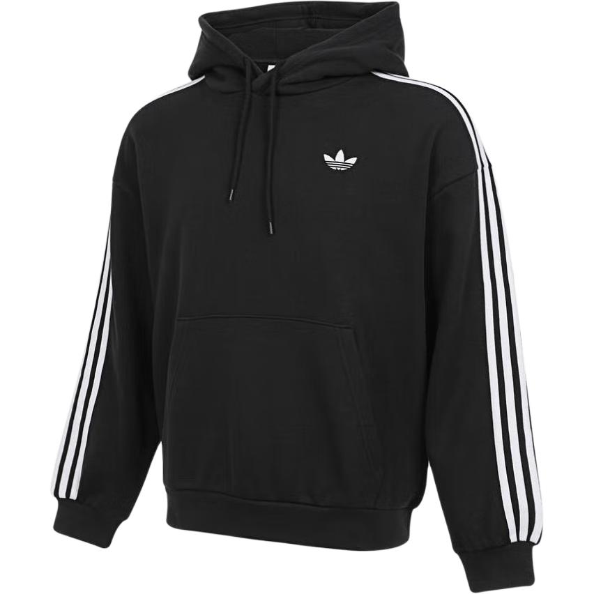 Adidas Originals 3S Hoody Striped Pullover Long Sleeve Sweatshirt Men Tops Black KG3903 2XL