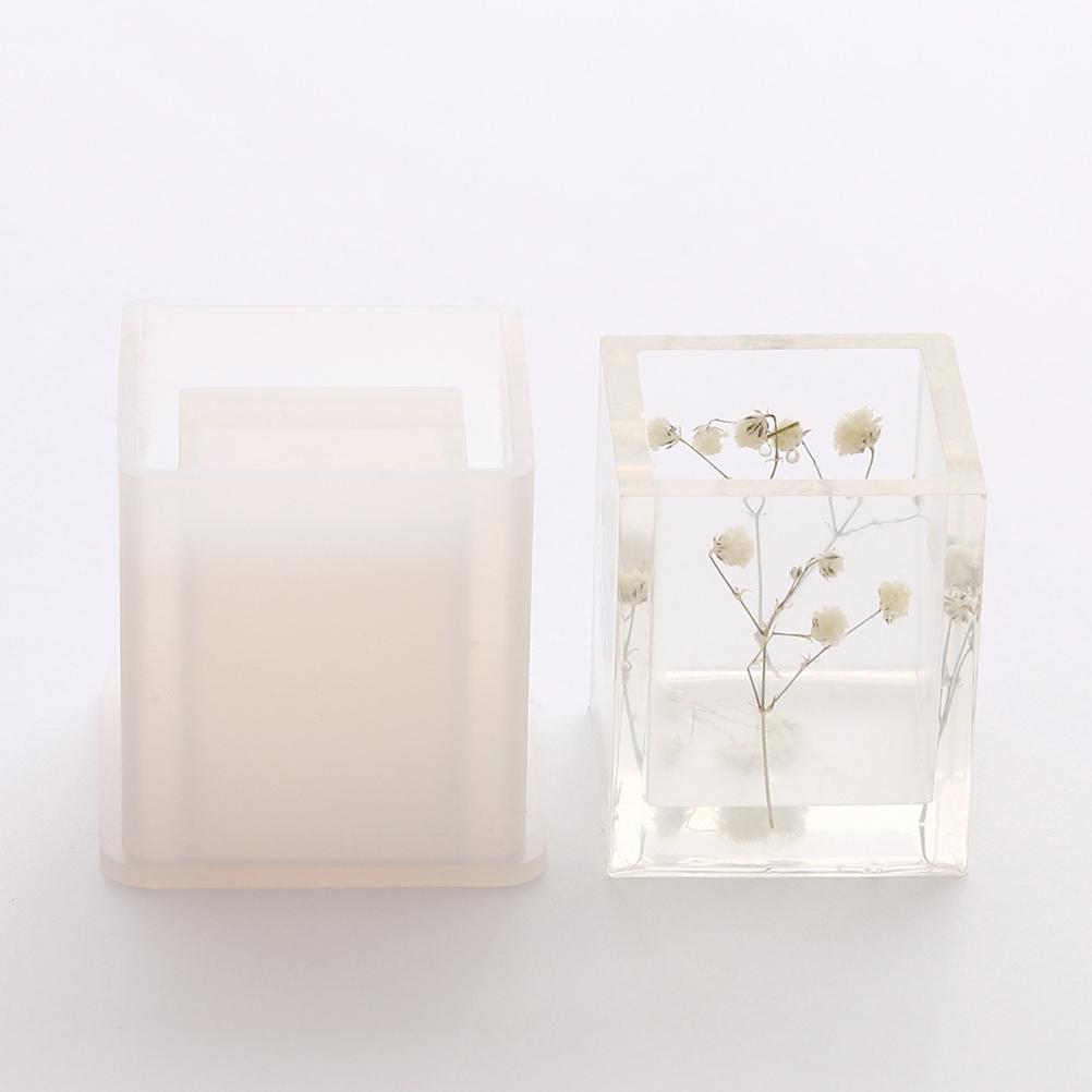 2PCS DIY Silicone Pen Molds Cube and Cylinder Resin Molds Pen Holder Mold for Craft Making