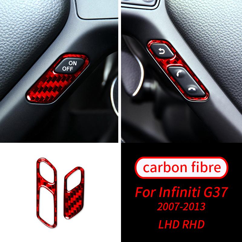 For Infiniti G37 07-13 Red Soft Carbon Fiber Air Conditioner Radio Window Lift Speaker Gear Trim Cover Car Interior