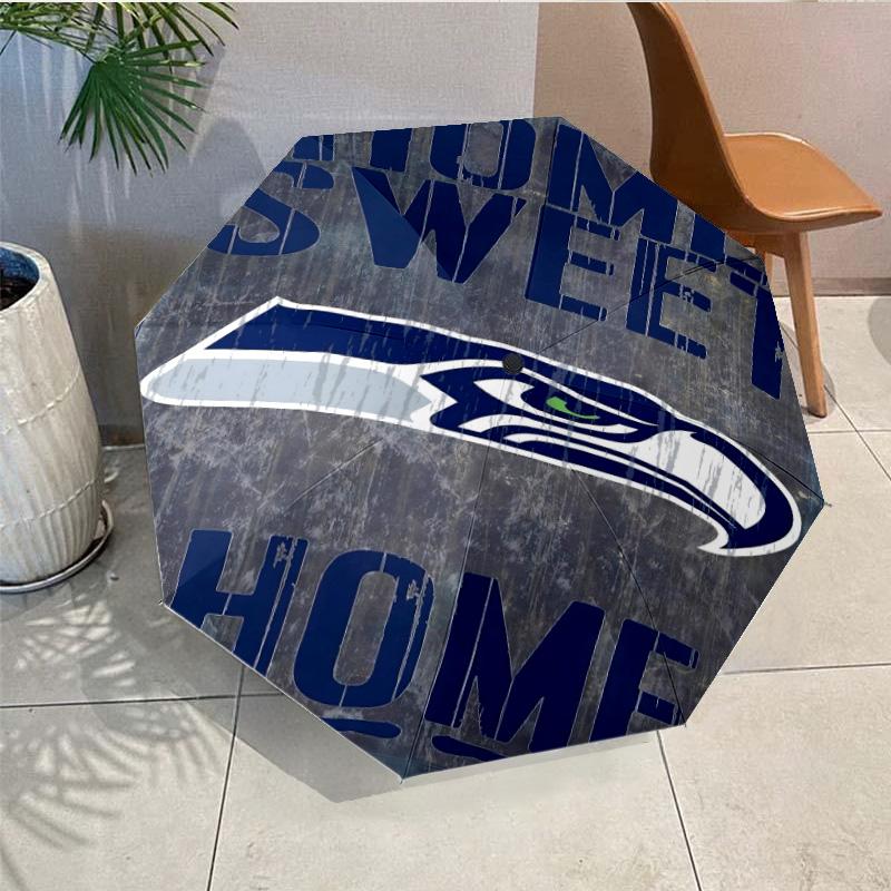 Seattle Seahawks Logo Umbrella - Automatic Open/Close, Compact 8-Rib Lightweight Umbrella Essential for outdoorPicnic Accessory Fan Gifts