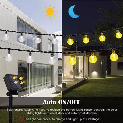 Solar String Lights Outdoor 60 Led Crystal Globe Lights with 8 Modes Waterproof Solar Powered Patio Light for Garden Decor