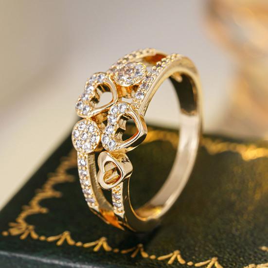 Yousheng Hollow Love Heart Ring Women Rhinestone Statement Ring Sparkling Engagement Promise Ring Wedding Band Valentine's Day Gift for Her