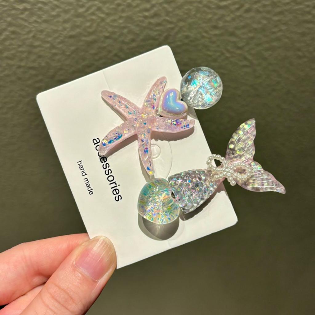 AWAYTR 2PCS Elegant Starfish Star Shell Hair Clips For Ladies Hairpins Summer Beach Holiday Party Barrettes Hair Accessories