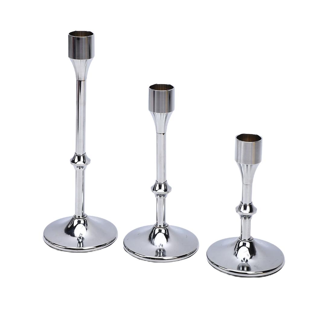 3 Pcs Candlestick Holder Steel Vintage Tall Metal Taper Candle Holders with Round Base for Table Wedding Housewarming