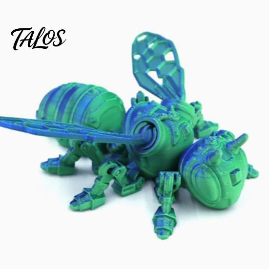 Mechanical Insect Figurine 3D Printed Cyberpunk Bee Figurine, Movable Joints Hornet Ornament, Articulated Wasp Fidget Toy, Stress Relief Desk Gift for
