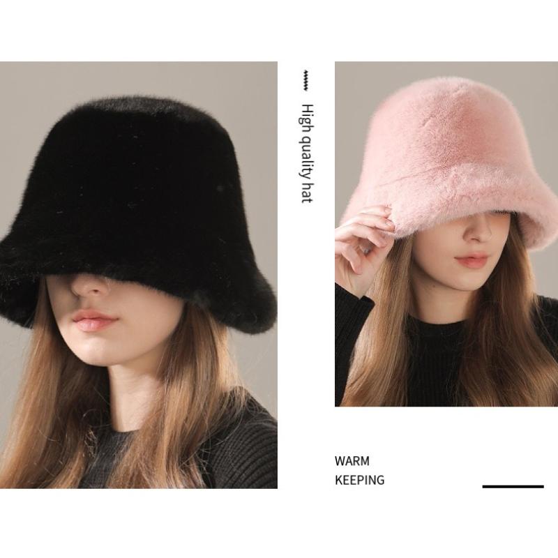 Women's Plush Fisherman's Hat, Winter Bucket Hat, Warm Basin Hat
