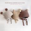 New Korean Ear Protection Hat Winter Warm 2-24 Months Toddler Knitted Hat Double Ball Woolen Crochet Infant Bonnet