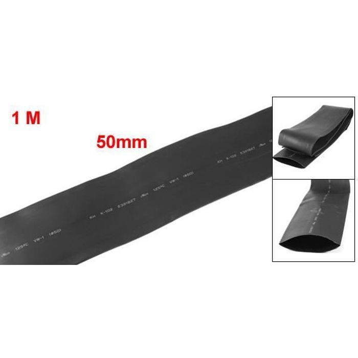 SOURCING MAP Tube Thermortractable Gaine 1m Longueur 50mm Diamtre 82mm Largeur Plat Noir