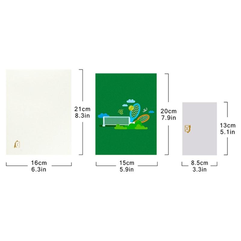 Tennis Theme 3D Greeting Card Happy Birthday Card with Envelope Creative Fathers Day Gift for Dad Grandad Husband