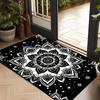 Bohemian Mandala Floral Area Rug Bedroom Black Boho Flower Rug Vintage Exotic Ethnic Floral Rug for Living Room Classroom