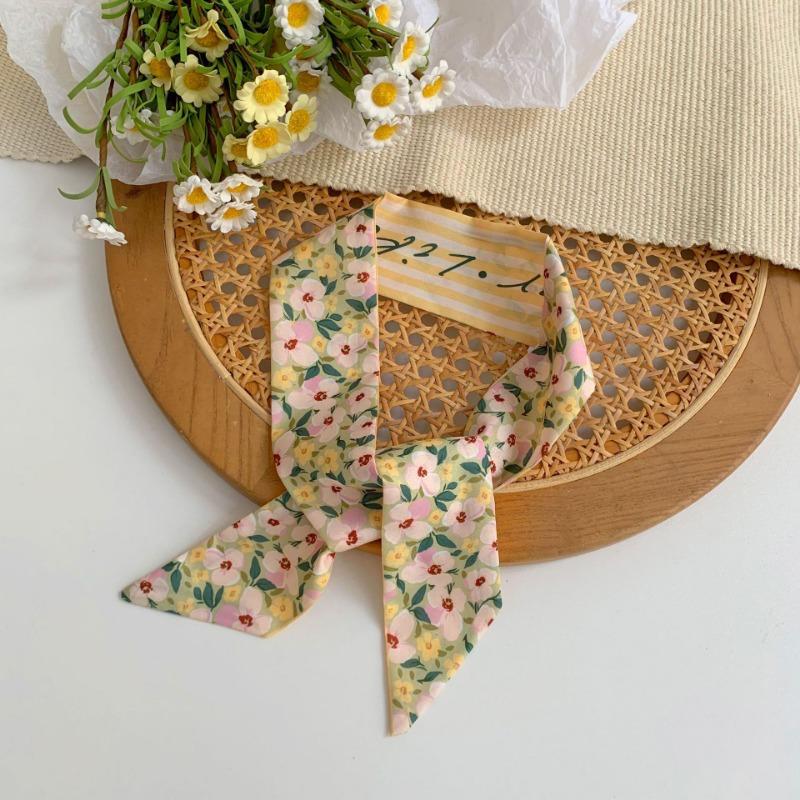 Silk Scarf, Long Strip, High-end New Shirt, Scarf, Tied Bag, Ribbon, Floral Headscarf, Headband, Tied Hair Streamer.