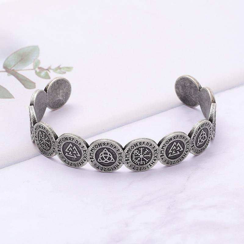 Viking Rune Triangle Open Cuff Bracelet For Men Titanium Steel Wristband Durable Stylish
