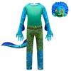 Moive Luca Kids Jumpsuit Mask Gloves Cosplay Costume Fancy Halloween Up Dress