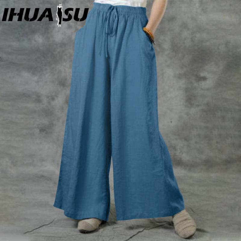 

IHUASU Женские модные повседневные однотонные брюки и капри с принтом и высокой талией XXXXXL синий