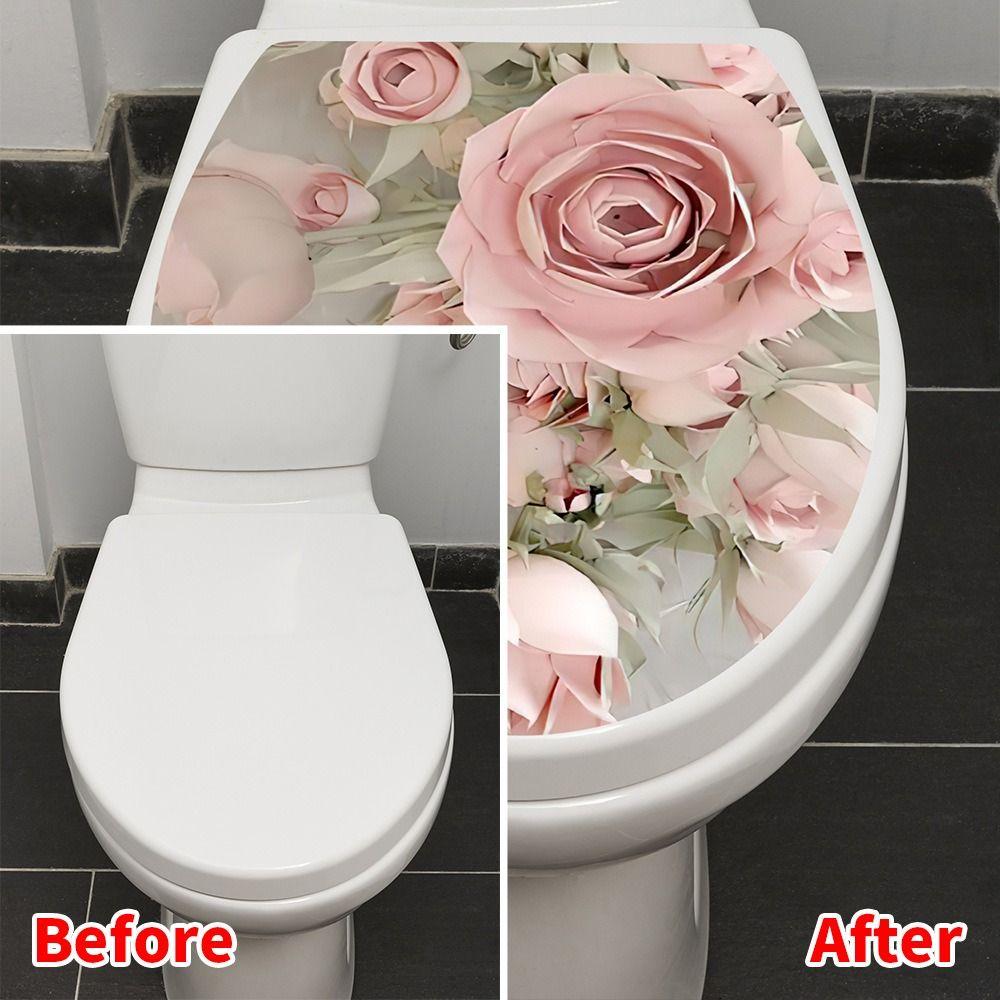 Removable Toilet Pedestal Pan Sticker PVC Commode Sticker Toilet Cover Sticker  Home Decoration