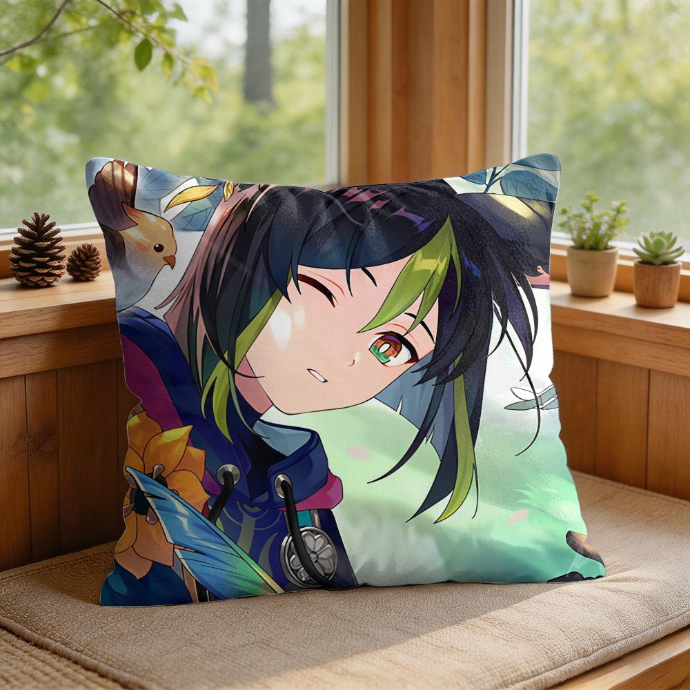 Tighnari Genshin Impact Cute Cushion Cover Square Short Plush Pillow Case Living Room Sofa Home Decor Funda X