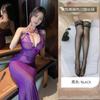 Sexy lingerie sexy perspective long dress female deep v suspender flirting seduction bed dating pure lust passion