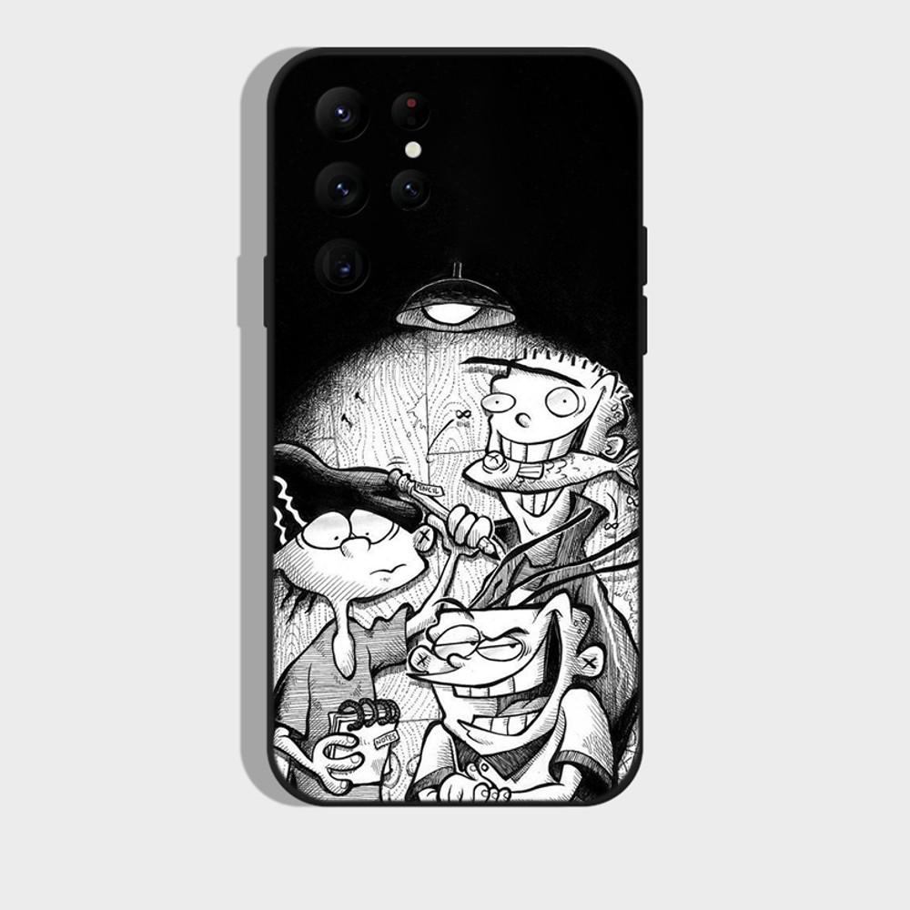 Cartoon Ed Edd N E-Eddy Phone Case for SamsungS24,S23,S22,S21,S20 Ultra Pro S10,S30Plus,20 Ultra Black Cover