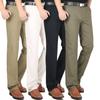 Men's Plus Size High Waist Cotton Work Pants - Summer Lightweight Casual & Formal Straight Leg Trousers for Middle-Aged & Elderly.