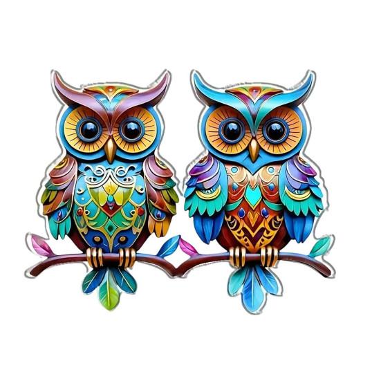 Colorful Acrylic Outdoor Hanging Wall Art 2D Owl/Bee/Flowers Wall Sculpture for Outside Garden Fence Patio Yard Decor