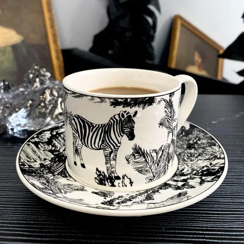 Vintage Elegant Ceramic Coffee Cup and Saucer Set Chic Bird Flower Exquisite Water Cup Home Afternoon Tea Dessert Tray Gift Box