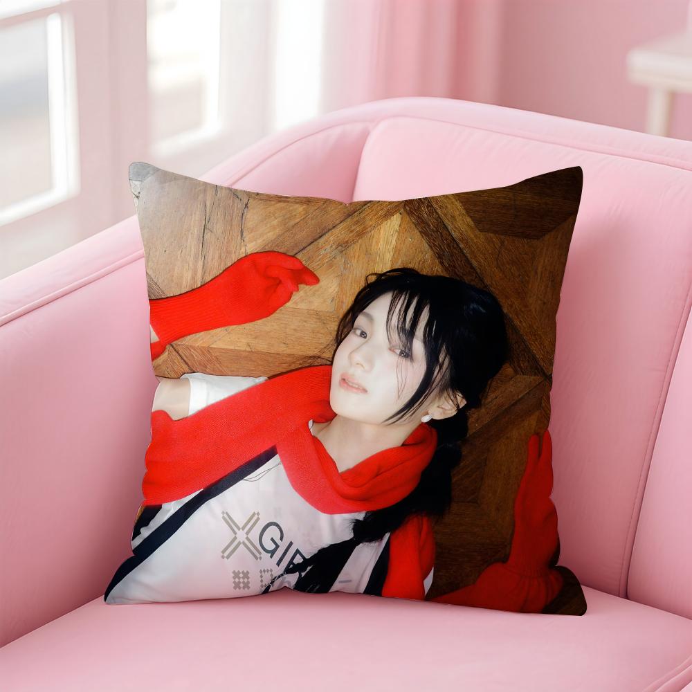 Hot Beautiful Kpop Singer GGyubin Sweet Cushion Cover Pillowcase Short Plush Invisible Zipper Room Sofa Cushion Cover