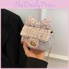 Trendy Black White Blue Pink Knitted Small Square Chain Shoulder Bag For Women