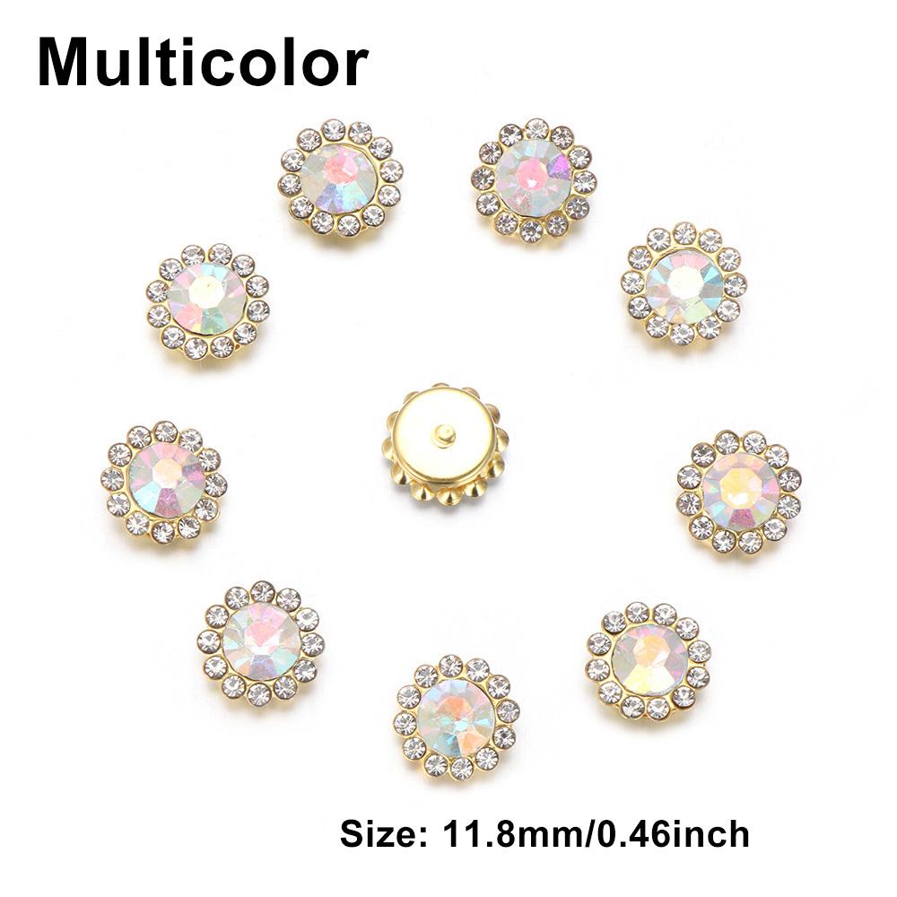 10PCS 16mm Rhinestone Snowflake Buttons DIY Craft Flatback Plating Pearl Buckle Clothing Decoration Hairpin Accessories