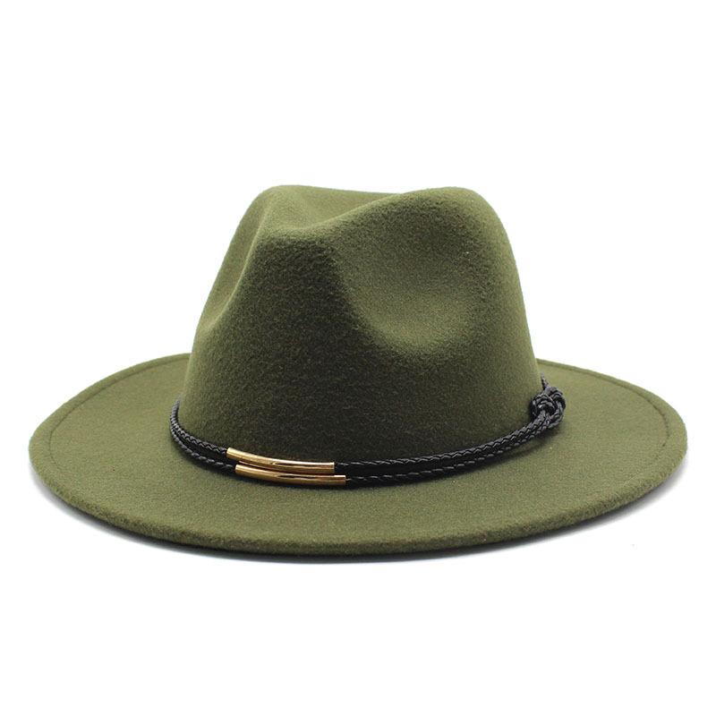 Hat Men'S And Women'S Jazz Hat Quarterly British Retro Belt White Top Hat Woolen Gentleman'S Hat