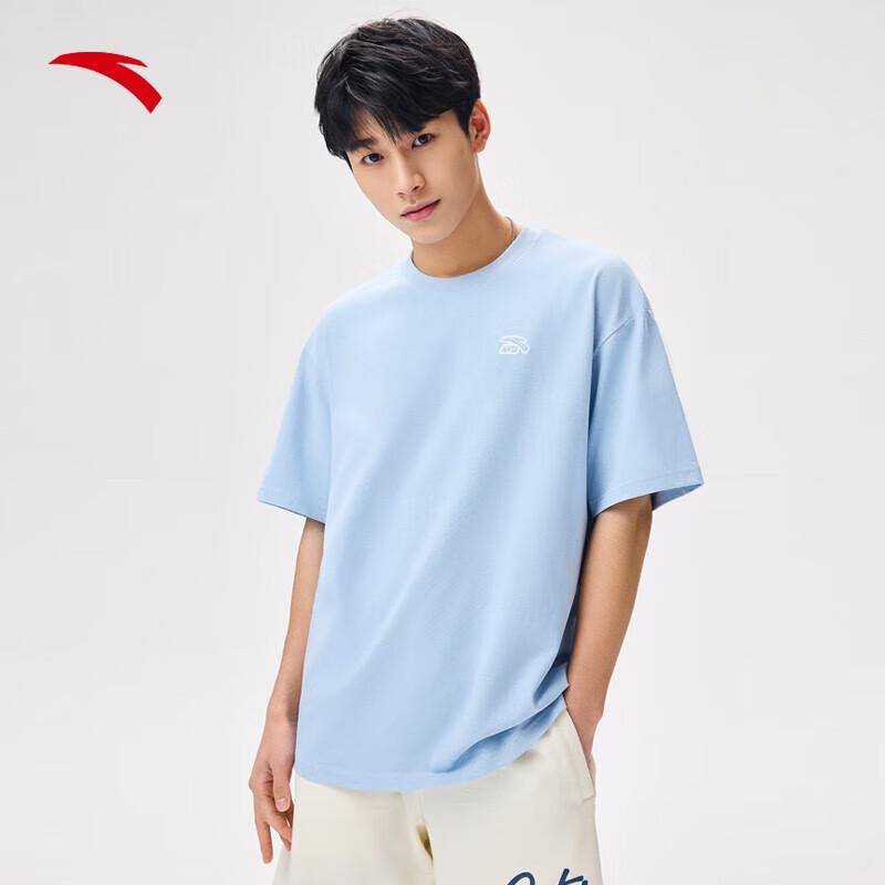 Anta Casual Solid Color Short Sleeve T-Shirt Unisex Tops Ceramic-Blue 972328113