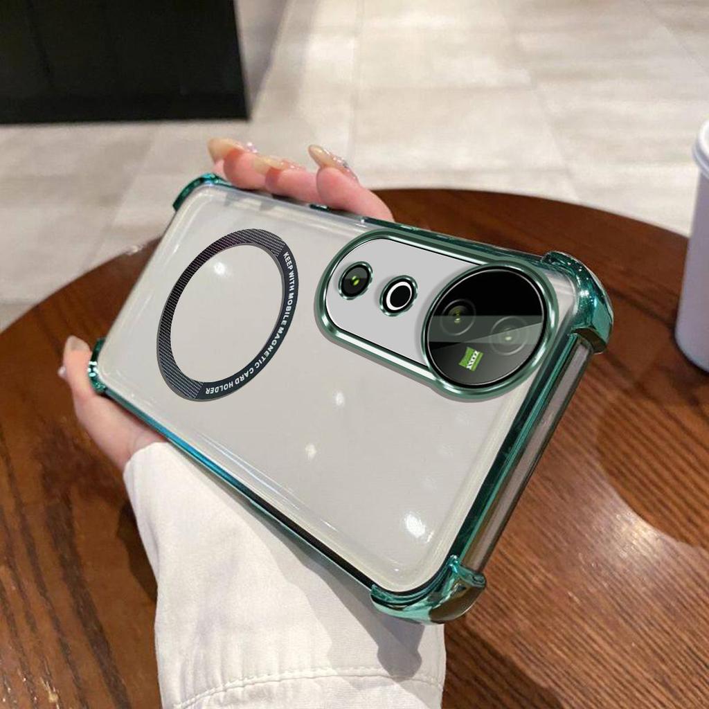Case for Vivo V40,V40 Pro Clear Magnetic Casing Electroplated Lens Frame Phone Cover