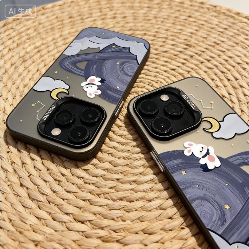 Planet Bunny Phone Case For IPhone 15 17 17Air 14 13 12 11 Pro Max Plus 7 8 16E Transparent Shockproof Case Hard Cover