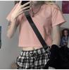 Women's Crew Neck Short Sleeve Crop T-Shirt Slim Fit Candy Color Solid Polyester Cropped Top Multi Color Y2K Summer Casual Tee