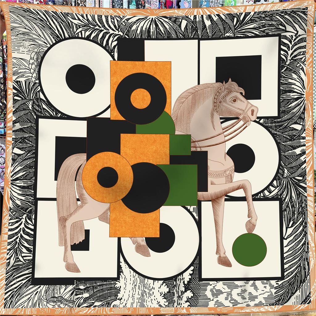 130cm Winter Imitation Silk Cashmere Scarf Women Keep Warm Brand Horse Square Scarf Shawl Luxury Pashmina Fashion Hijab Bandana