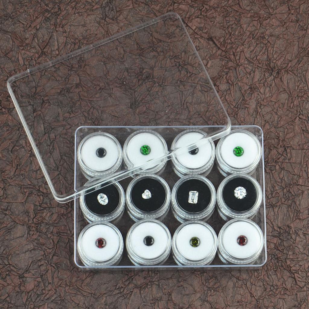 12 Slot Acrylic Transparent Round Gemstone Display Tray With Soft Foam Protective Jewelry Storage Case For Loose Diamonds Coins