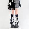 Y2K Black & White Wide-Leg Slouch Socks: Millennium Hot Girl Autumn/Winter Calf Flare Warmers