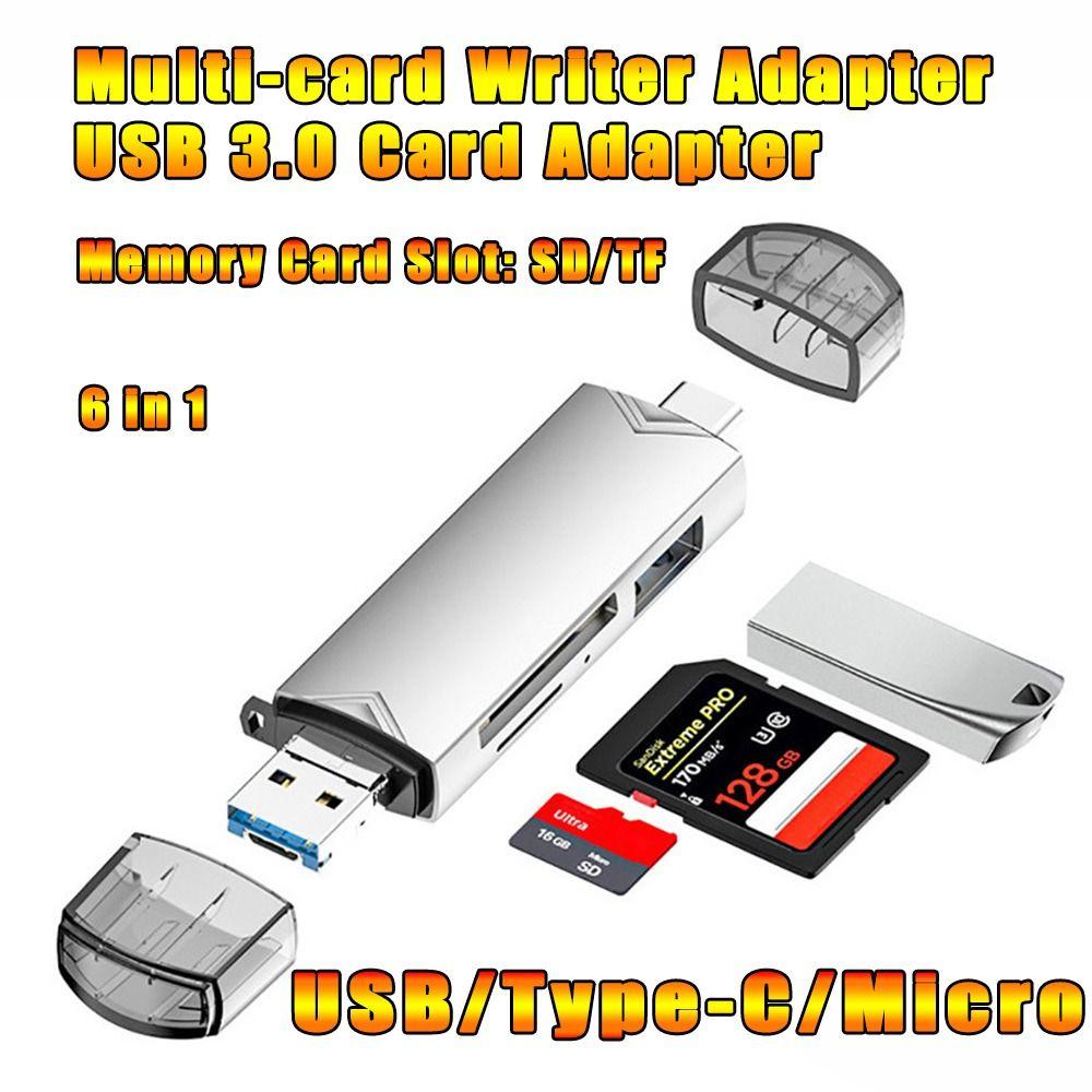 Type C Multi-card Writer Adapter USB 6 In 1 OTG Adapter for Laptop Accessories