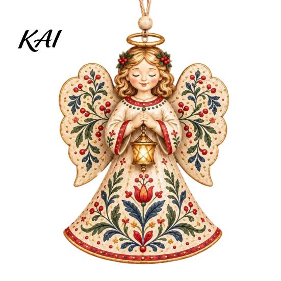 Nutcracker Tree Pendants Folk Art 2D Ornament, Acrylic Christmas Hanging Decoration, Retro Lightweight Decorations Angel Santa Rocking Horse Ornament