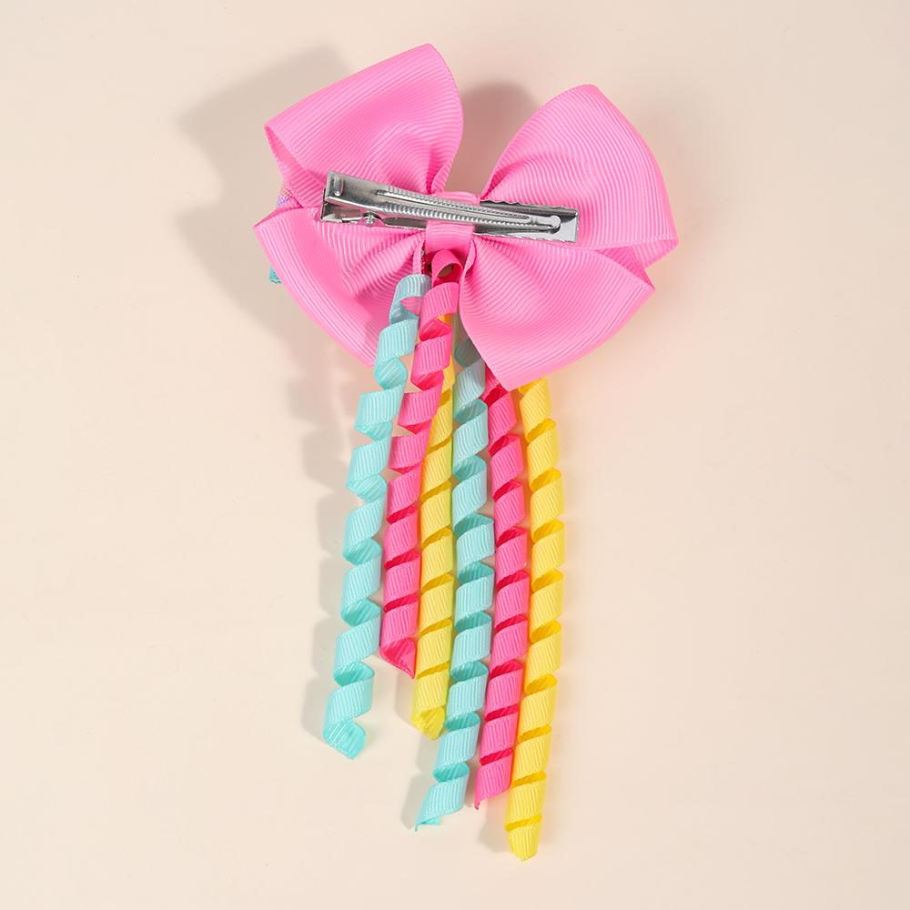 2Pcs Cartoon Unicorn Hair Clip Ribbon Bow Hairpin With Tassel Sweet Cute Pink Hairpin For Girls Children's Accesories Headwear