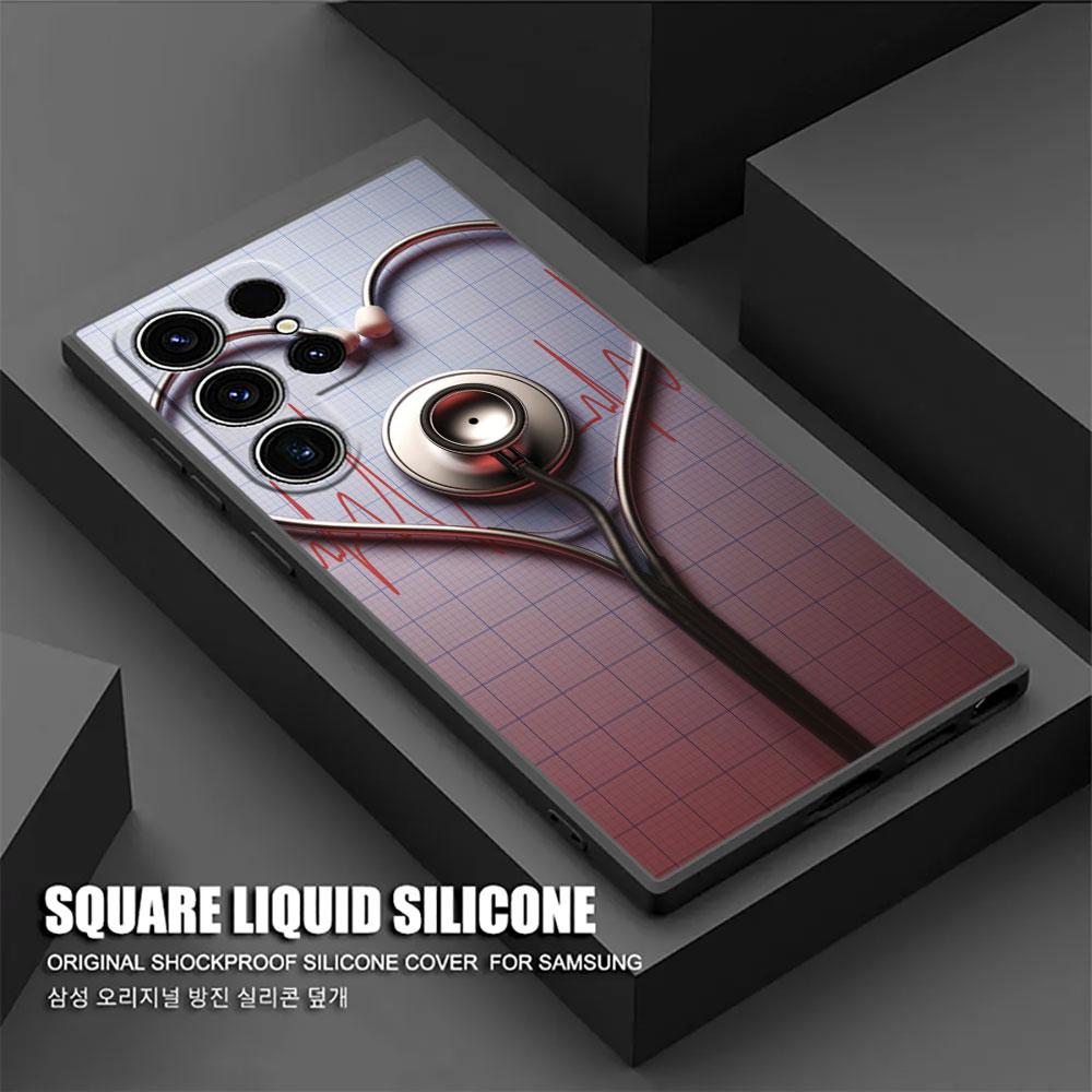 Nurse Medical Medicine Heart Stethoscope S26Ultra Case For Samsung Galaxy S26 S25 S24 S23 S20 S21 FE S22 Ultra Plus Phone Cover