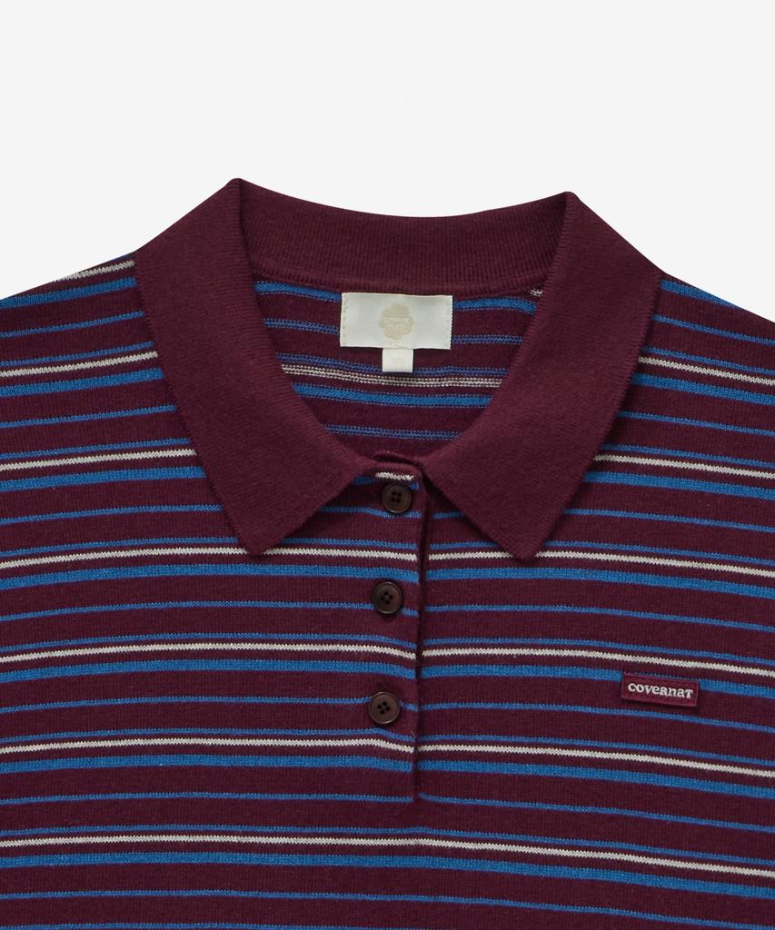 COVERNAT WOMAN Striped Collar Knit Burgundy