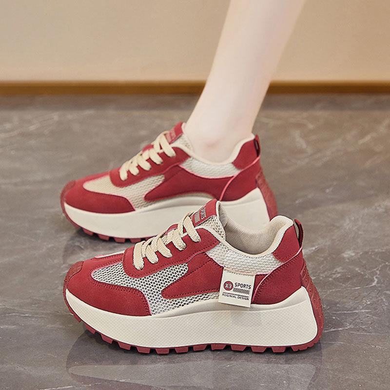 Mesh Dad Shoes Women's 2025 New Summer Breathable Women's Shoes Versatile Super Fire Thick Sole Heightening Sports and Leisure Shoes