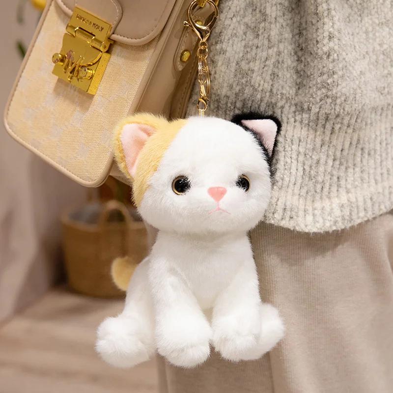 Kawaii Simulation Cat Pendent Car Key Plush Toys Soft Stuffed Kitten Animals Kids Girls Valentine's Day Gift