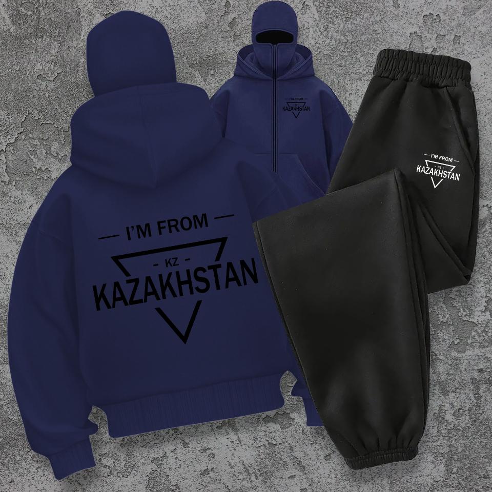 Hooded Zipper Sweatshirt and Pants Set - Double Hooded Hoodie Zipper Triangle Printed Zipper Hoodie Casual Cool Coat for Men and Women