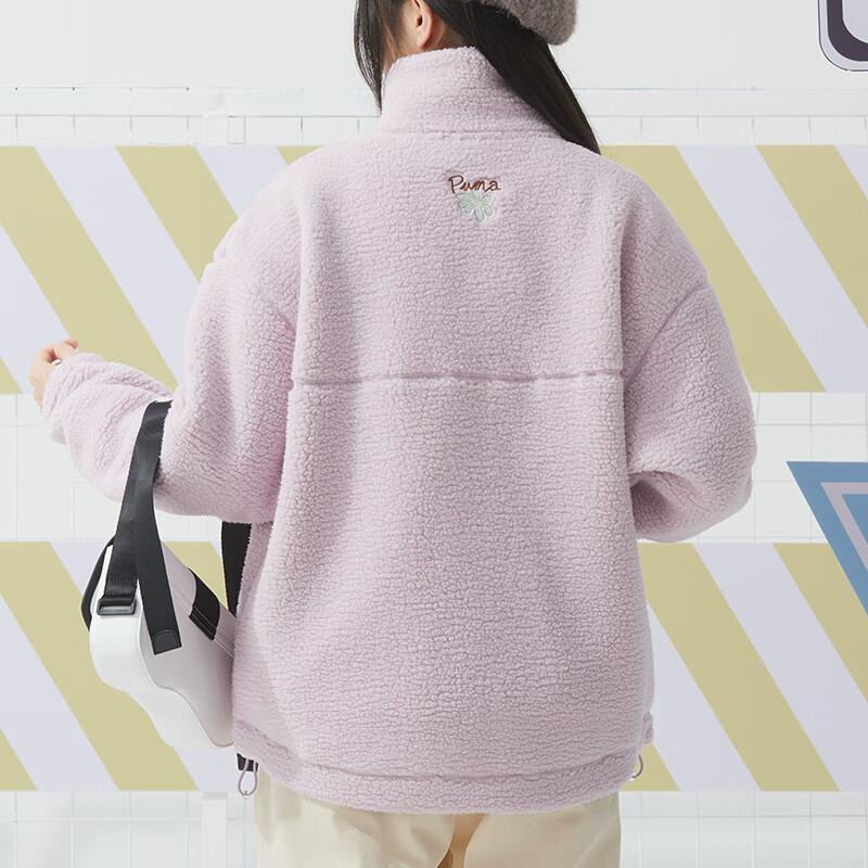 Puma Solid Color Casual Lamb Fleece Loose Long Sleeve Coat Women outerwear Purple 625806-60