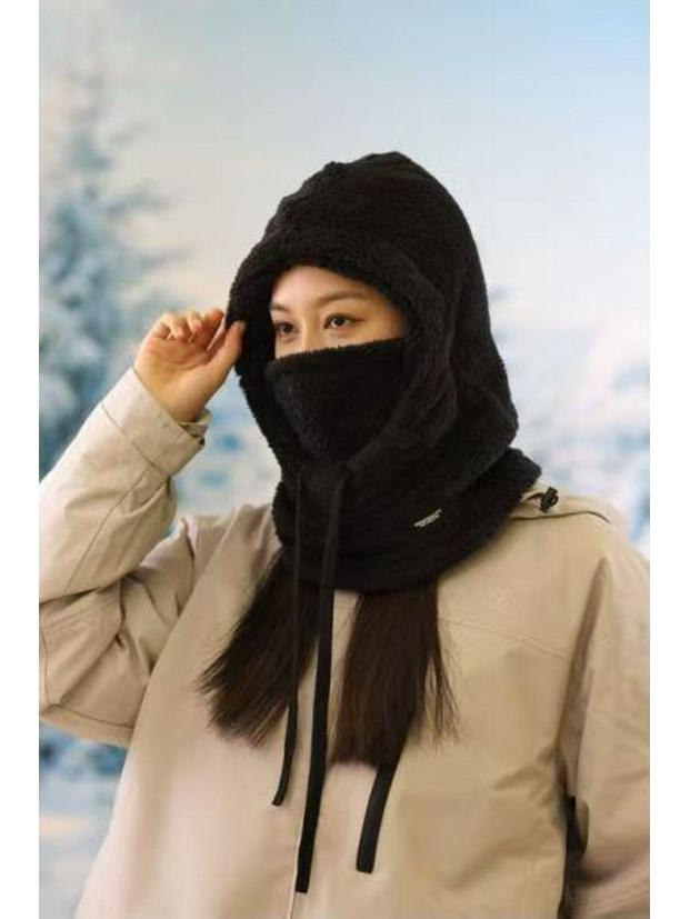 

Женская зимняя теплая плюшевая шапка с защитой ушей и шарфом - Ветрозащитный модный пуловер для катания на лыжах и велосипеде.